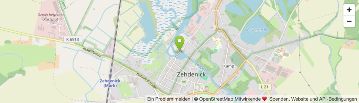 Kartenausschnitt Zehdenick mit Standortmarkierung SafeGround Consulting